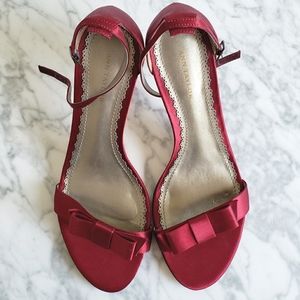 Ann Taylor bow sandals burgundy maroon wine